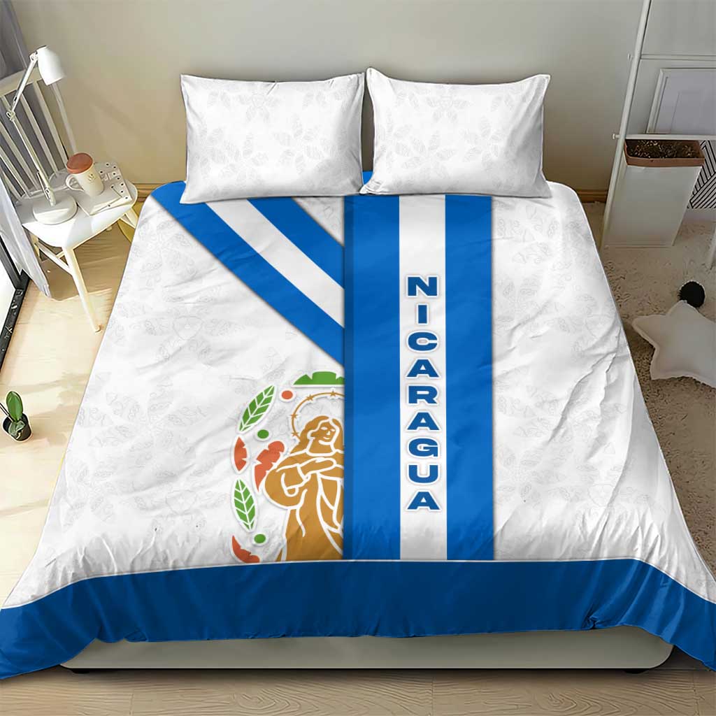 Nicaragua Cultural Art Bedding Set with Blue White Stripes and Indigenous Motif Design - Wonder Print Shop