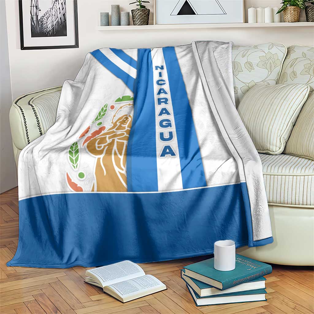 Nicaragua Cultural Art Blanket with Blue White Stripes and Indigenous Motif Design - Wonder Print Shop