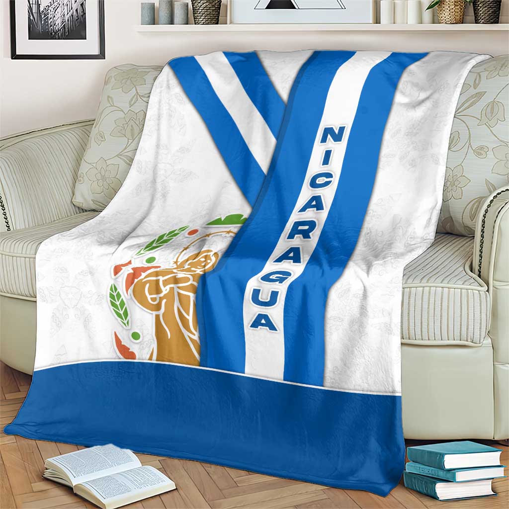 Nicaragua Cultural Art Blanket with Blue White Stripes and Indigenous Motif Design - Wonder Print Shop