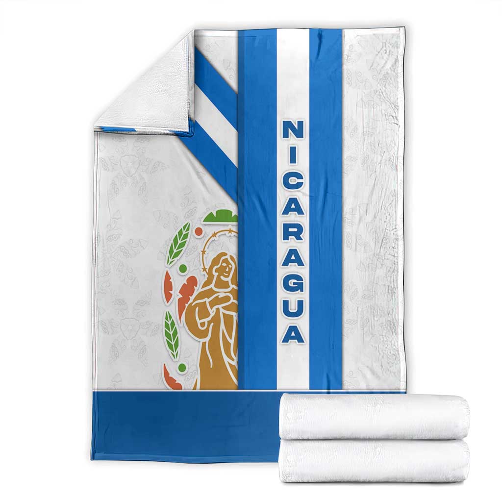 Nicaragua Cultural Art Blanket with Blue White Stripes and Indigenous Motif Design - Wonder Print Shop