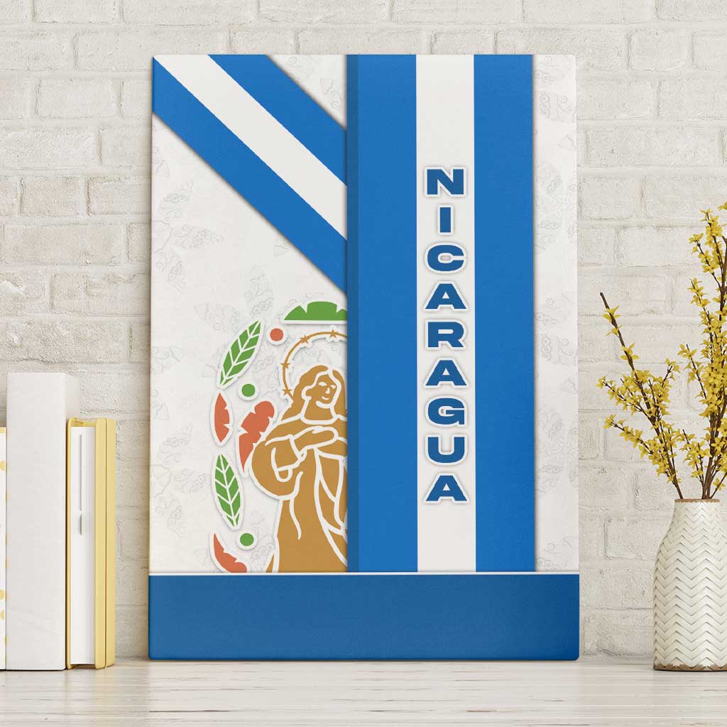 Nicaragua Cultural Art Canvas Wall Art with Blue White Stripes and Indigenous Motif Design - Wonder Print Shop