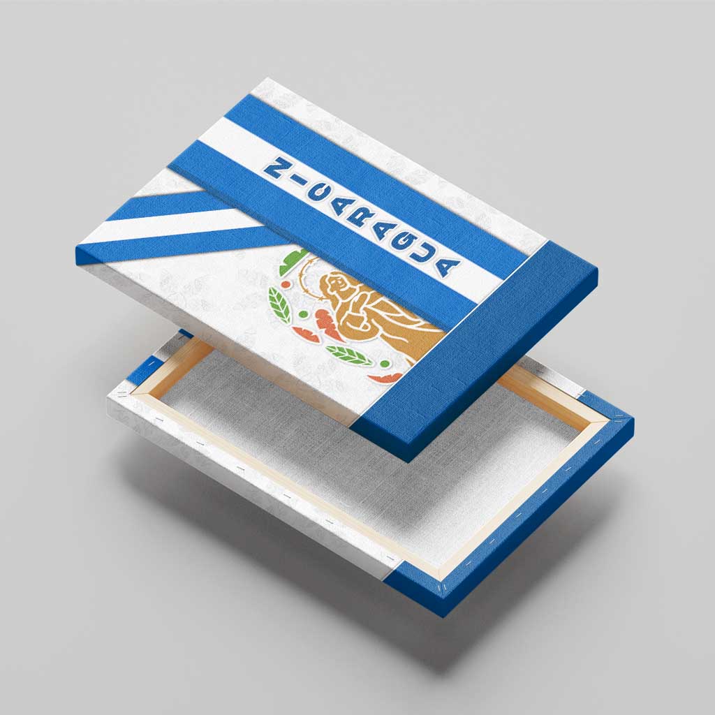 Nicaragua Cultural Art Canvas Wall Art with Blue White Stripes and Indigenous Motif Design - Wonder Print Shop