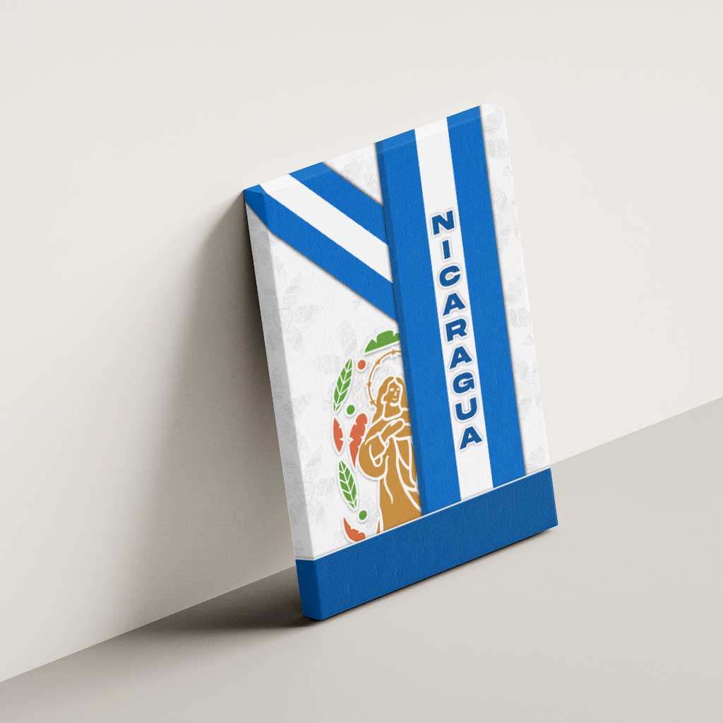 Nicaragua Cultural Art Canvas Wall Art with Blue White Stripes and Indigenous Motif Design - Wonder Print Shop