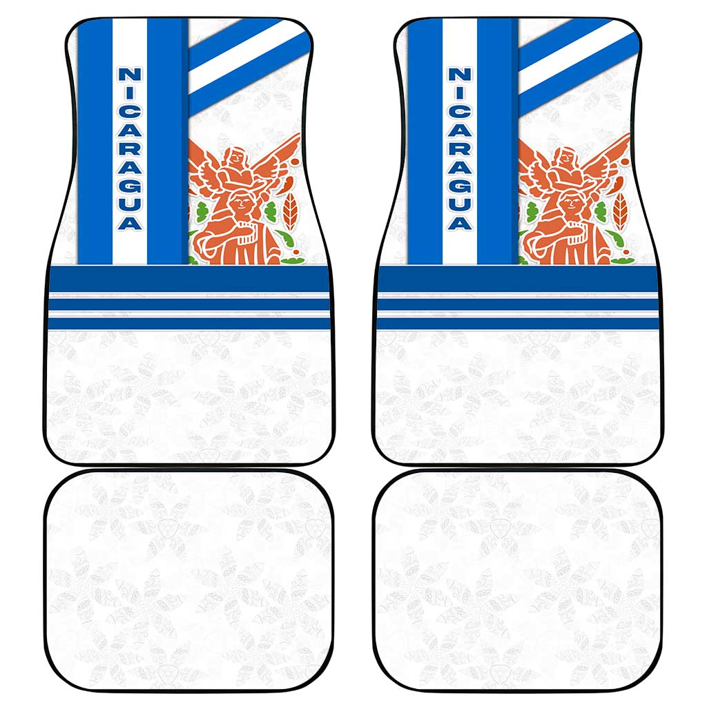 Nicaragua Cultural Art Car Mats with Blue White Stripes and Indigenous Motif Design - Wonder Print Shop