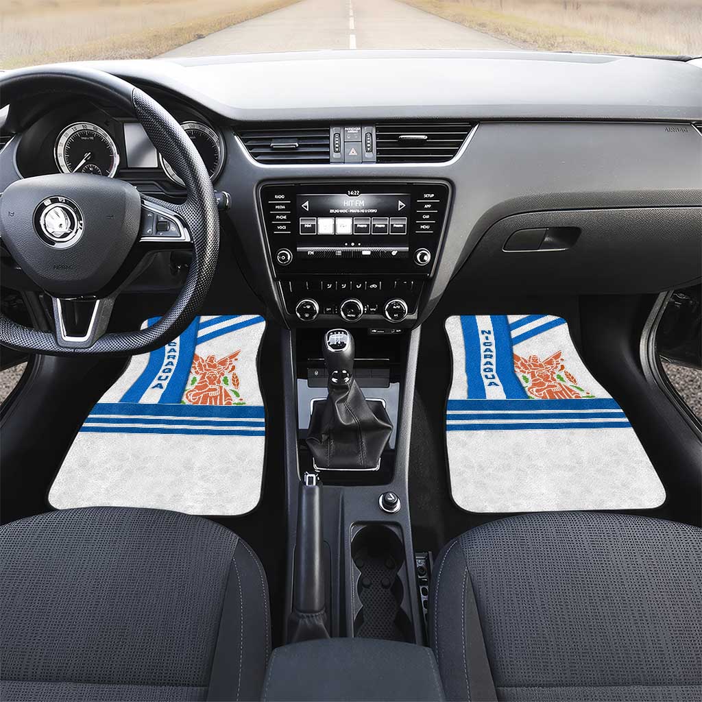 Nicaragua Cultural Art Car Mats with Blue White Stripes and Indigenous Motif Design - Wonder Print Shop