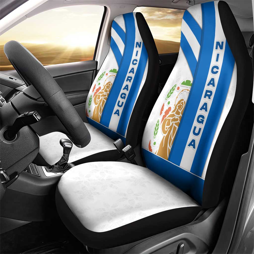 Nicaragua Cultural Art Car Seat Cover with Blue White Stripes and Indigenous Motif Design - Wonder Print Shop
