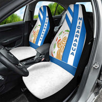 Nicaragua Cultural Art Car Seat Cover with Blue White Stripes and Indigenous Motif Design - Wonder Print Shop