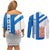 Nicaragua Cultural Art Couples Matching Off Shoulder Short Dress and Long Sleeve Button Shirt with Blue White Stripes and Indigenous Motif Design - Wonder Print Shop