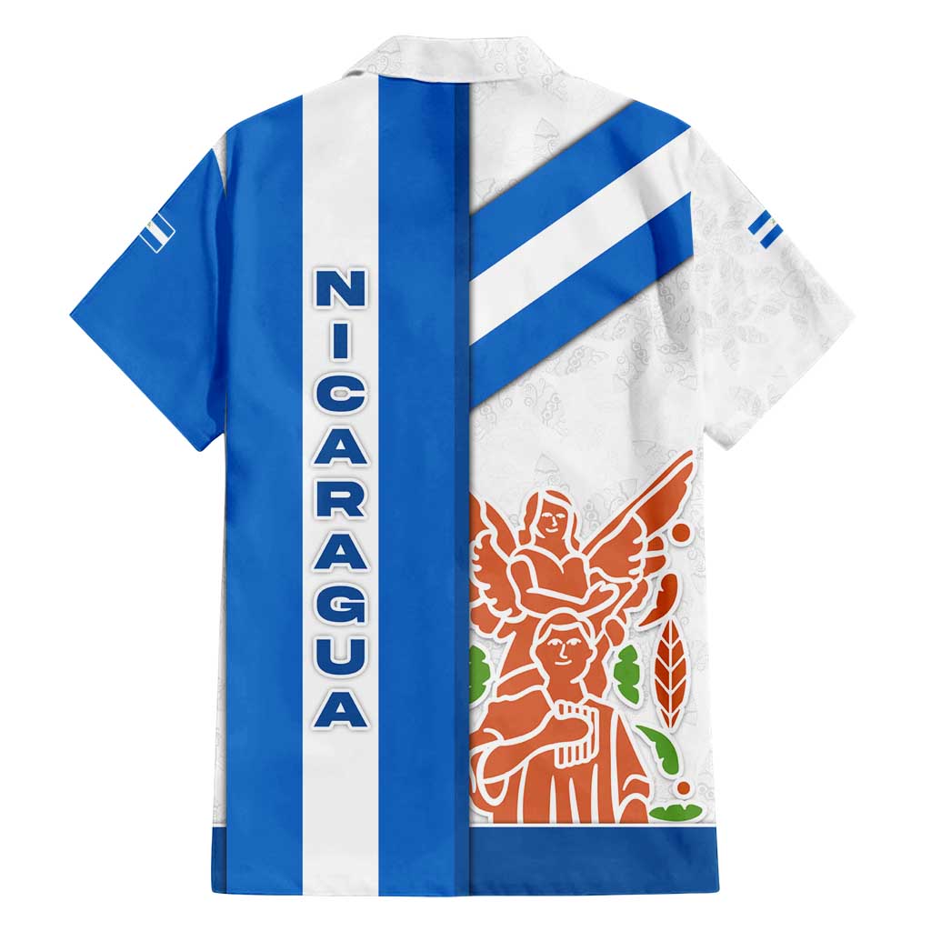 Nicaragua Cultural Art Family Matching Long Sleeve Bodycon Dress and Hawaiian Shirt with Blue White Stripes and Indigenous Motif Design - Wonder Print Shop