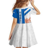 Nicaragua Cultural Art Family Matching Mermaid Dress and Hawaiian Shirt with Blue White Stripes and Indigenous Motif Design - Wonder Print Shop