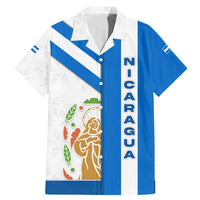 Nicaragua Cultural Art Family Matching Mermaid Dress and Hawaiian Shirt with Blue White Stripes and Indigenous Motif Design - Wonder Print Shop