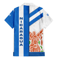 Nicaragua Cultural Art Family Matching Mermaid Dress and Hawaiian Shirt with Blue White Stripes and Indigenous Motif Design - Wonder Print Shop