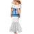 Nicaragua Cultural Art Family Matching Mermaid Dress and Hawaiian Shirt with Blue White Stripes and Indigenous Motif Design - Wonder Print Shop