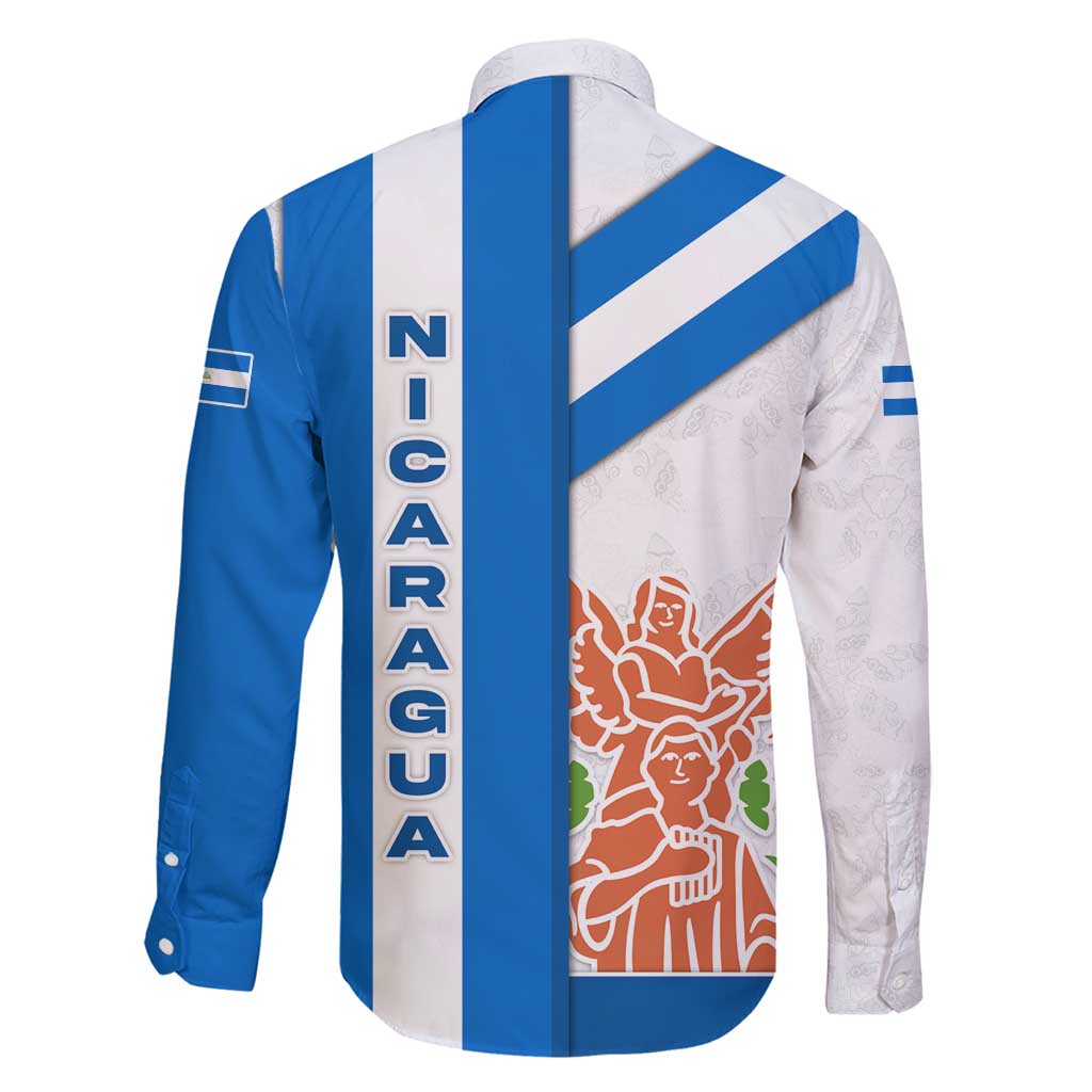 Nicaragua Cultural Art Family Matching Off Shoulder Maxi Dress and Hawaiian Shirt with Blue White Stripes and Indigenous Motif Design - Wonder Print Shop