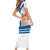 Nicaragua Cultural Art Family Matching Short Sleeve Bodycon Dress and Hawaiian Shirt with Blue White Stripes and Indigenous Motif Design - Wonder Print Shop