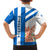 Nicaragua Cultural Art Family Matching Summer Maxi Dress and Hawaiian Shirt with Blue White Stripes and Indigenous Motif Design - Wonder Print Shop