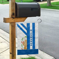 Nicaragua Cultural Art Garden Flag with Blue White Stripes and Indigenous Motif Design - Wonder Print Shop