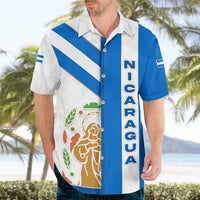 Nicaragua Cultural Art Hawaiian Shirt with Blue White Stripes and Indigenous Motif Design - Wonder Print Shop