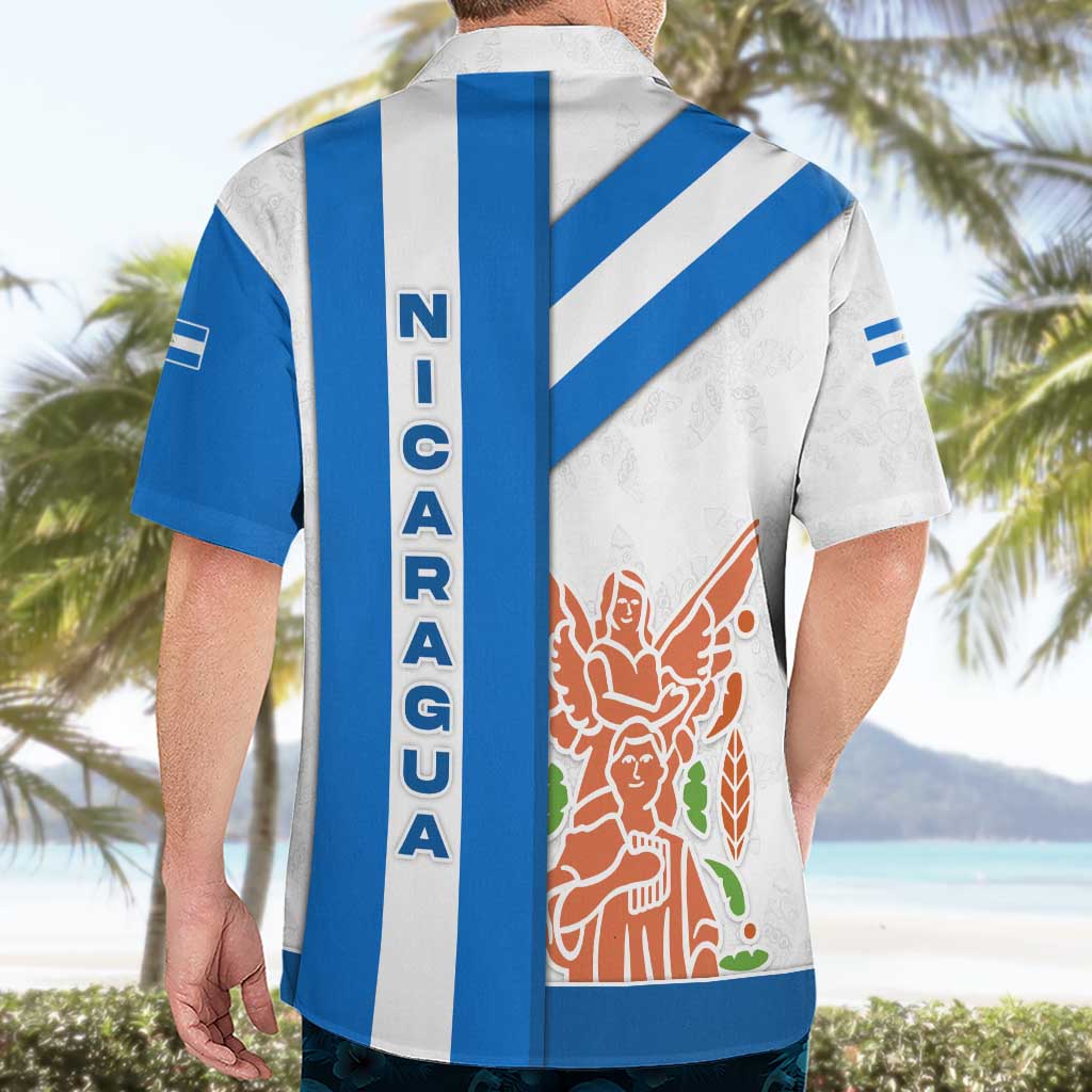 Nicaragua Cultural Art Hawaiian Shirt with Blue White Stripes and Indigenous Motif Design - Wonder Print Shop