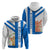 Nicaragua Cultural Art Hoodie with Blue White Stripes and Indigenous Motif Design - Wonder Print Shop