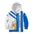 Nicaragua Cultural Art Kid Hoodie with Blue White Stripes and Indigenous Motif Design - Wonder Print Shop
