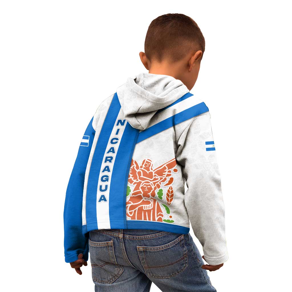 Nicaragua Cultural Art Kid Hoodie with Blue White Stripes and Indigenous Motif Design - Wonder Print Shop