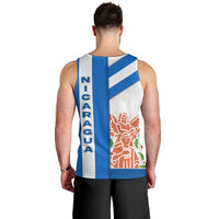 Nicaragua Cultural Art Men Tank Top with Blue White Stripes and Indigenous Motif Design - Wonder Print Shop