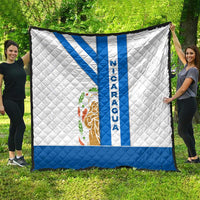 Nicaragua Cultural Art Quilt with Blue White Stripes and Indigenous Motif Design - Wonder Print Shop
