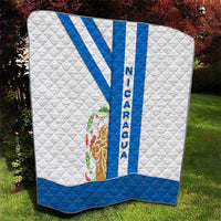 Nicaragua Cultural Art Quilt with Blue White Stripes and Indigenous Motif Design - Wonder Print Shop