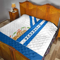 Nicaragua Cultural Art Quilt with Blue White Stripes and Indigenous Motif Design - Wonder Print Shop