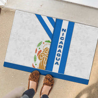 Nicaragua Cultural Art Rubber Doormat with Blue White Stripes and Indigenous Motif Design - Wonder Print Shop
