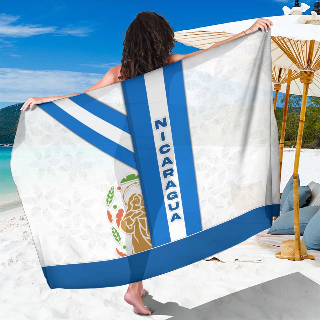 Nicaragua Cultural Art Sarong with Blue White Stripes and Indigenous Motif Design - Wonder Print Shop