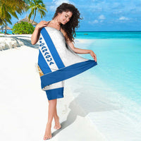 Nicaragua Cultural Art Sarong with Blue White Stripes and Indigenous Motif Design - Wonder Print Shop