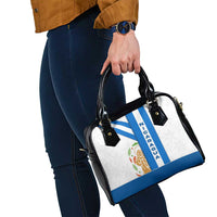 Nicaragua Cultural Art Shoulder Handbag with Blue White Stripes and Indigenous Motif Design - Wonder Print Shop