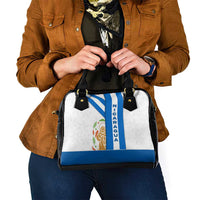 Nicaragua Cultural Art Shoulder Handbag with Blue White Stripes and Indigenous Motif Design - Wonder Print Shop