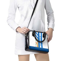 Nicaragua Cultural Art Shoulder Handbag with Blue White Stripes and Indigenous Motif Design - Wonder Print Shop