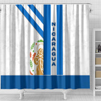 Nicaragua Cultural Art Shower Curtain with Blue White Stripes and Indigenous Motif Design - Wonder Print Shop