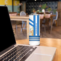 Nicaragua Cultural Art Skinny Tumbler with Blue White Stripes and Indigenous Motif Design - Wonder Print Shop