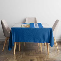 Nicaragua Cultural Art Tablecloth with Blue White Stripes and Indigenous Motif Design - Wonder Print Shop