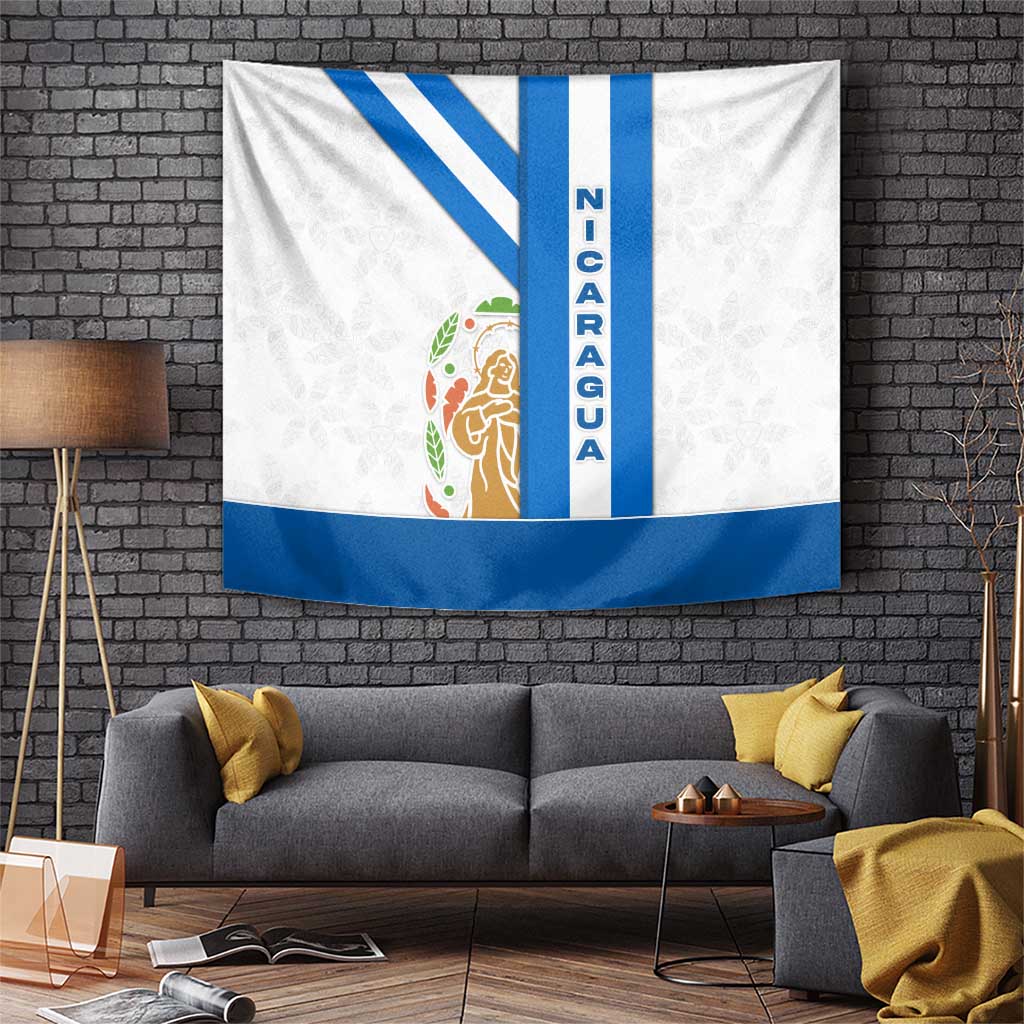 Nicaragua Cultural Art Tapestry with Blue White Stripes and Indigenous Motif Design - Wonder Print Shop