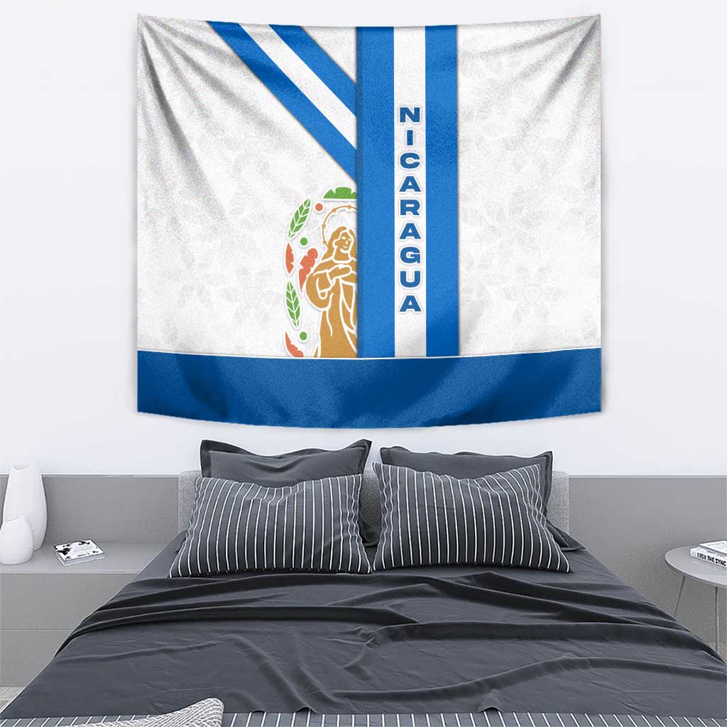 Nicaragua Cultural Art Tapestry with Blue White Stripes and Indigenous Motif Design - Wonder Print Shop
