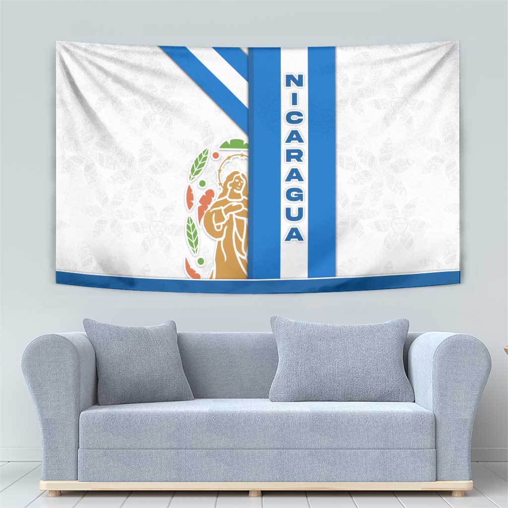 Nicaragua Cultural Art Tapestry with Blue White Stripes and Indigenous Motif Design - Wonder Print Shop