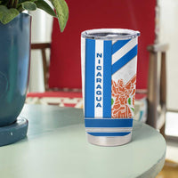 Nicaragua Cultural Art Tumbler Cup with Blue White Stripes and Indigenous Motif Design - Wonder Print Shop