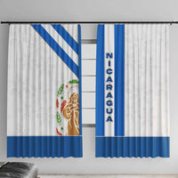Nicaragua Cultural Art Window Curtain with Blue White Stripes and Indigenous Motif Design - Wonder Print Shop