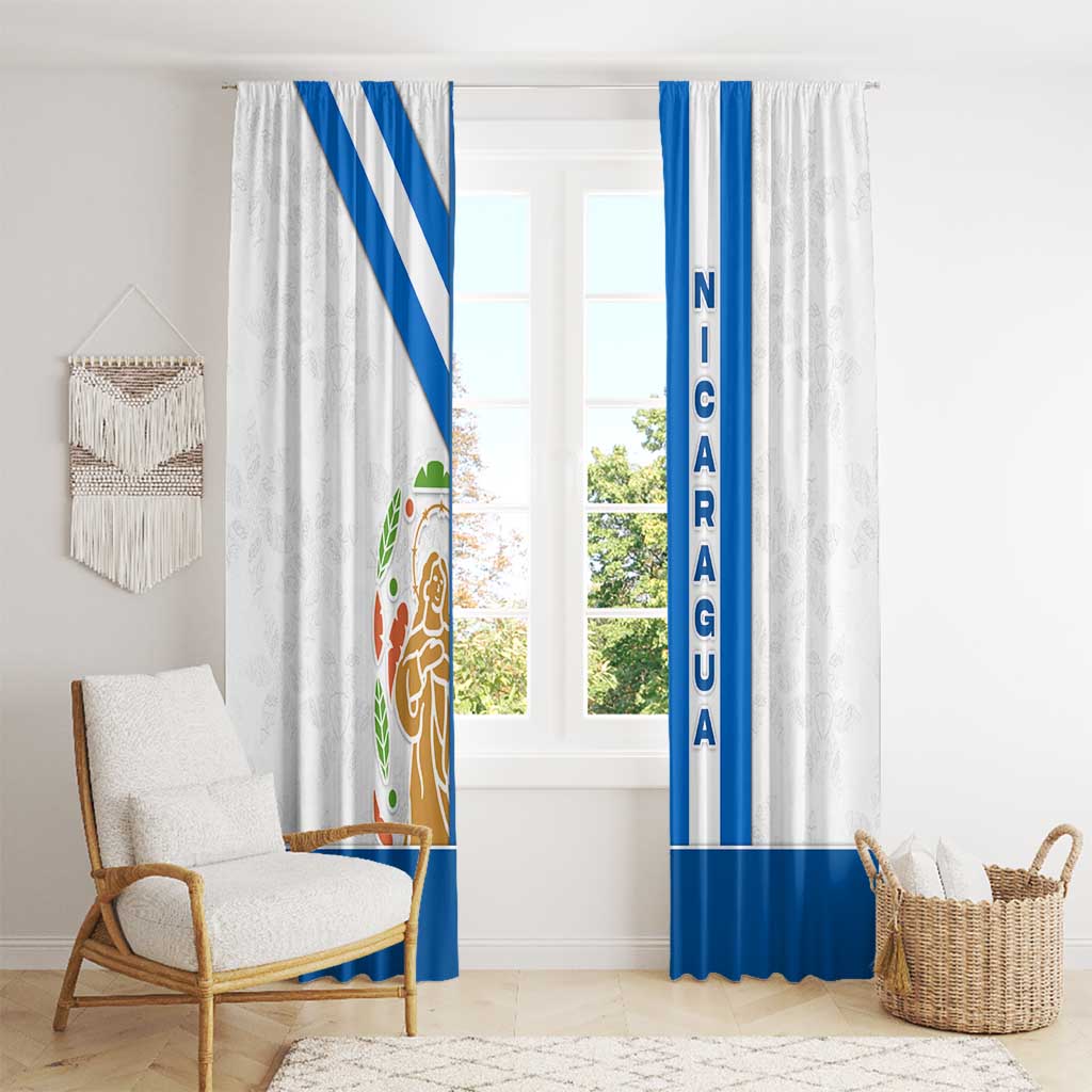 Nicaragua Cultural Art Window Curtain with Blue White Stripes and Indigenous Motif Design - Wonder Print Shop
