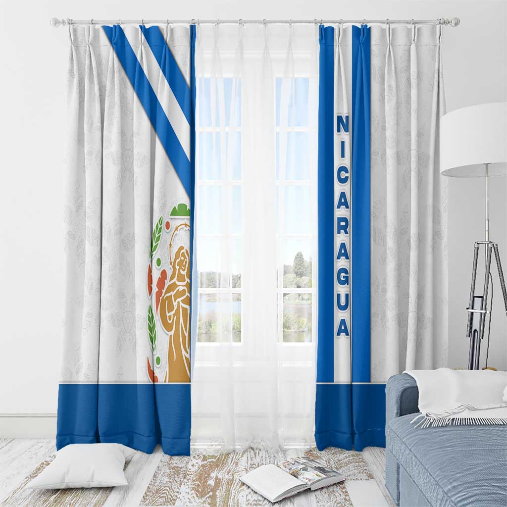 Nicaragua Cultural Art Window Curtain with Blue White Stripes and Indigenous Motif Design - Wonder Print Shop