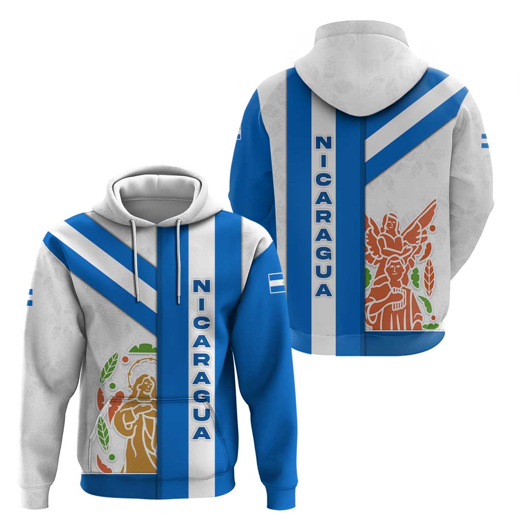 Nicaragua Cultural Art Zip Hoodie with Blue White Stripes and Indigenous Motif Design - Wonder Print Shop