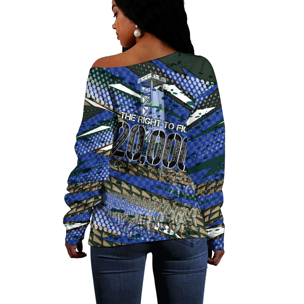 Montford Point Marines 1940s Est Off Shoulder Sweater The Right To Fight 20000 Military Camouflage Art