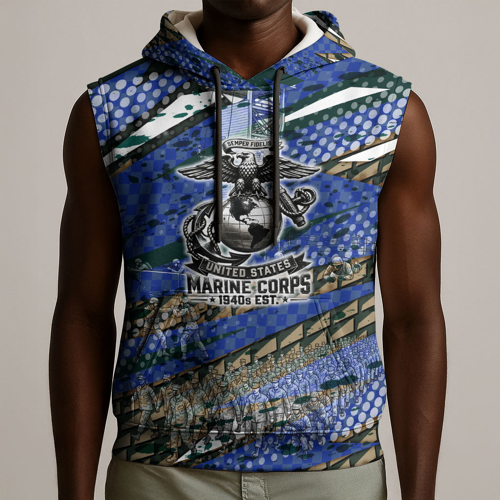 Montford Point Marines 1940s Est Sleeveless Hoodie The Right To Fight 20000 Military Camouflage Art