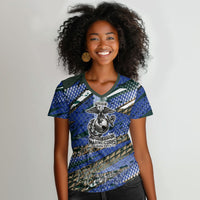 Montford Point Marines 1940s Est Women V-Neck T-Shirt The Right To Fight 20000 Military Camouflage Art